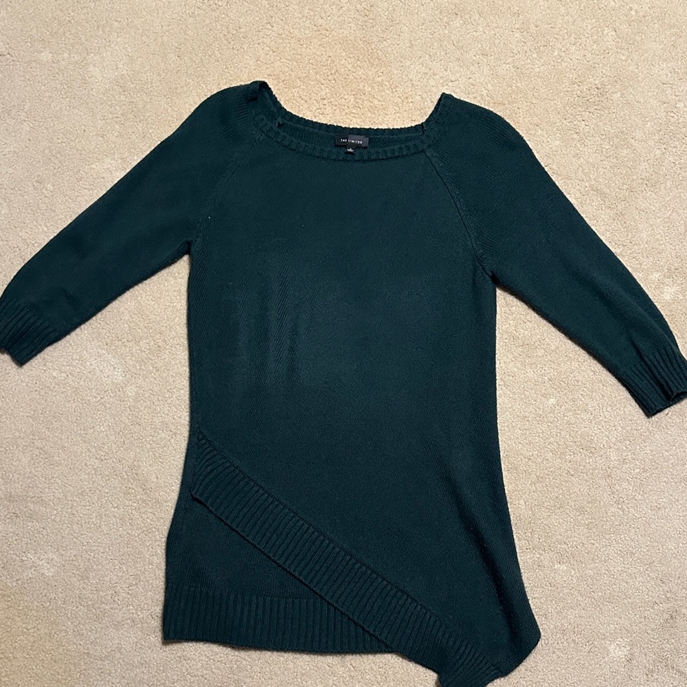 The Limited Teal Asymmetrical Hem Sweater